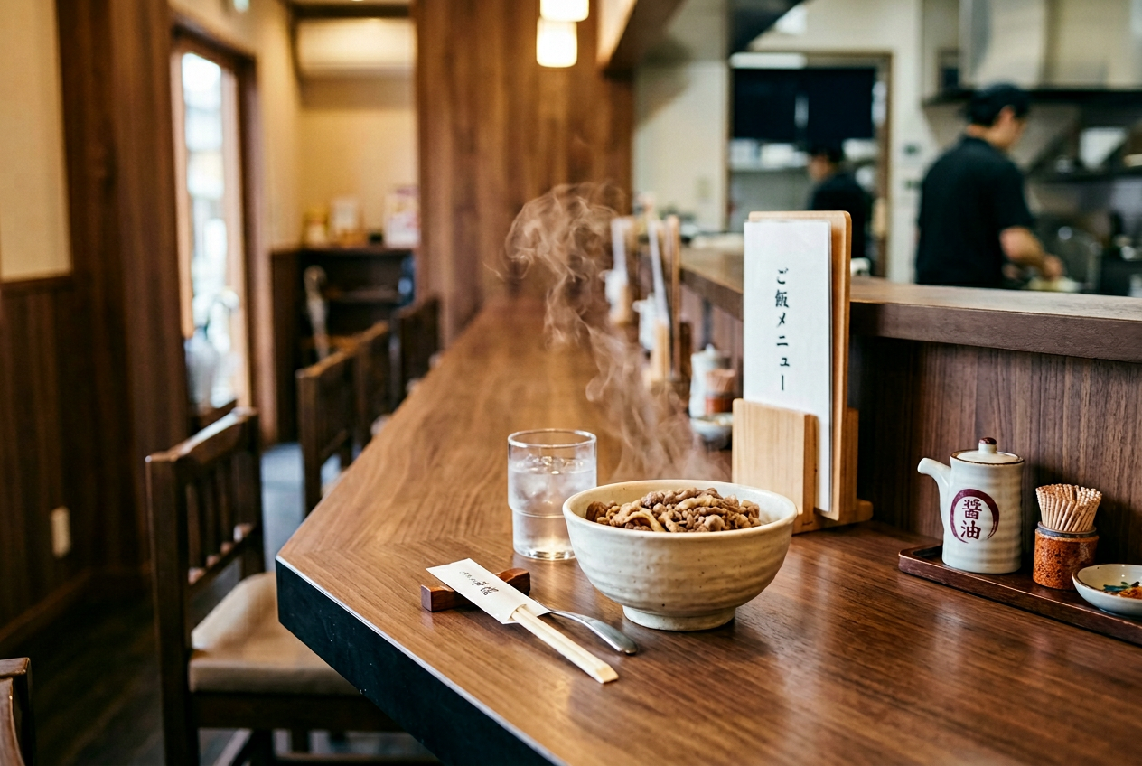 外食チェーンのカウンター席